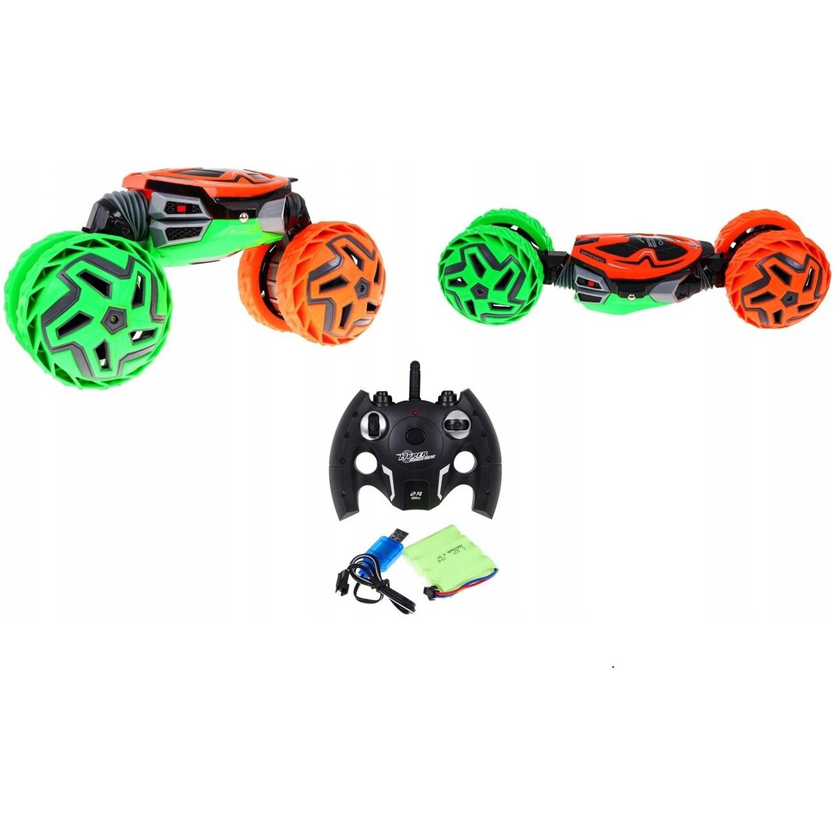 Masinuta M-Toys cu telecomanda, Twist, scara 1:12, verde/portocaliu