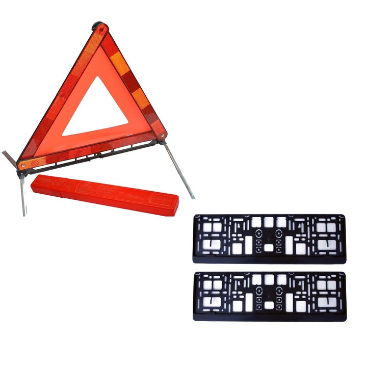 Предупредителен триъгълник с комплект поставки за регистрационен номер