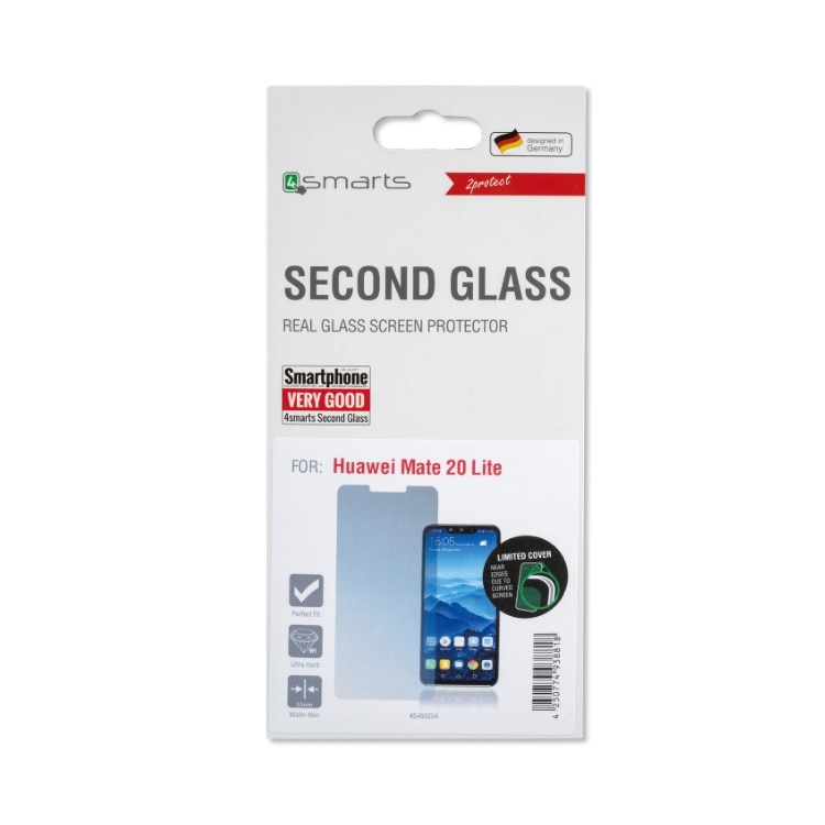 Protector din sticla temperata pentru afisarea Huawei Mate 20 Lite, 4smarts Second Glass Limited Cover, transparent