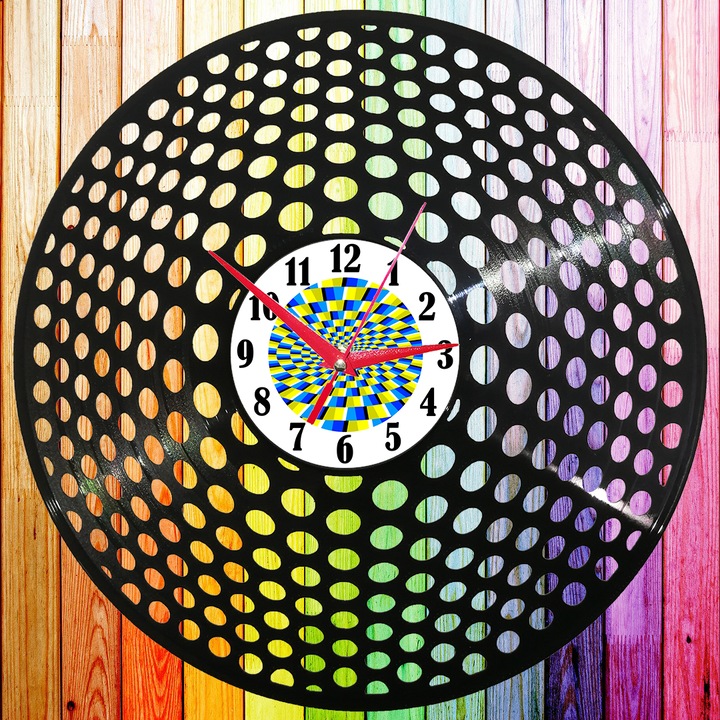 Ceas de perete disc vinil - Geometric 3D