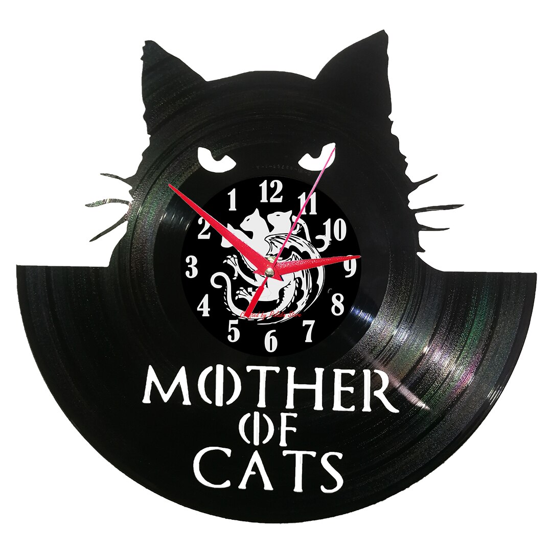 Ceas de perete disc vinil sens invers - Mother of Cats