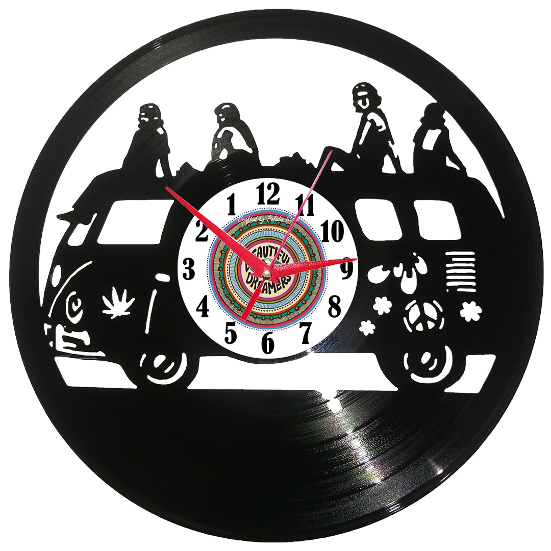 Ceas de perete disc vinil sens invers - Hippie