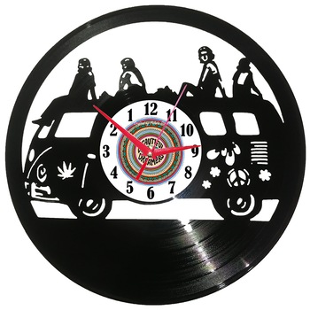 Ceas de perete disc vinil sens invers - Hippie Ceas de perete disc vinil sens invers - Hippie