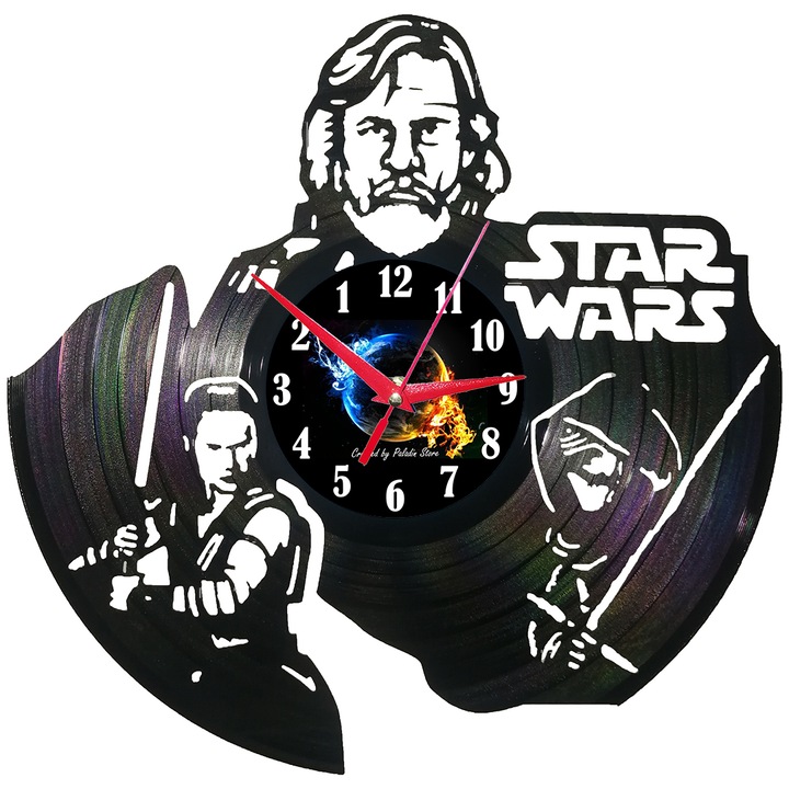 Стенен часовник винилов Last Jedi, с обратен механизъм