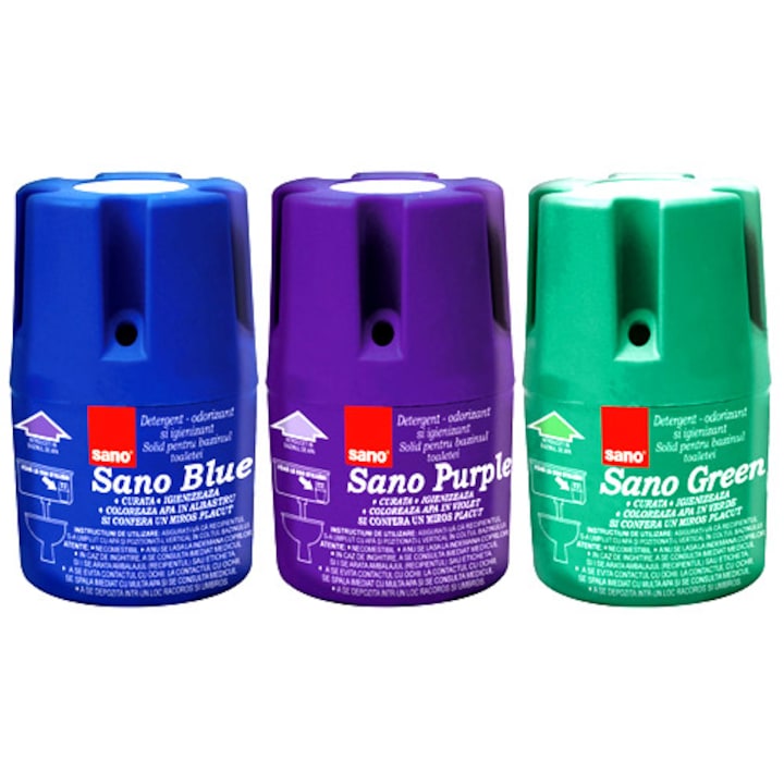 Sano Wc Frissítő Csomag: Blue + Sano Purple + Sano Green, 3x150gr