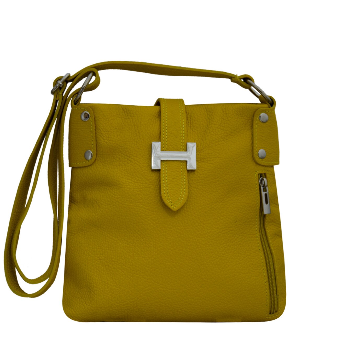 Geanta crossbody din piele naturala, Anita galben