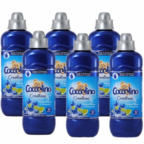 Pachet 6x Balsam de rufe Coccolino Passion Flower& Bergamot, 925ml, 37 spalari