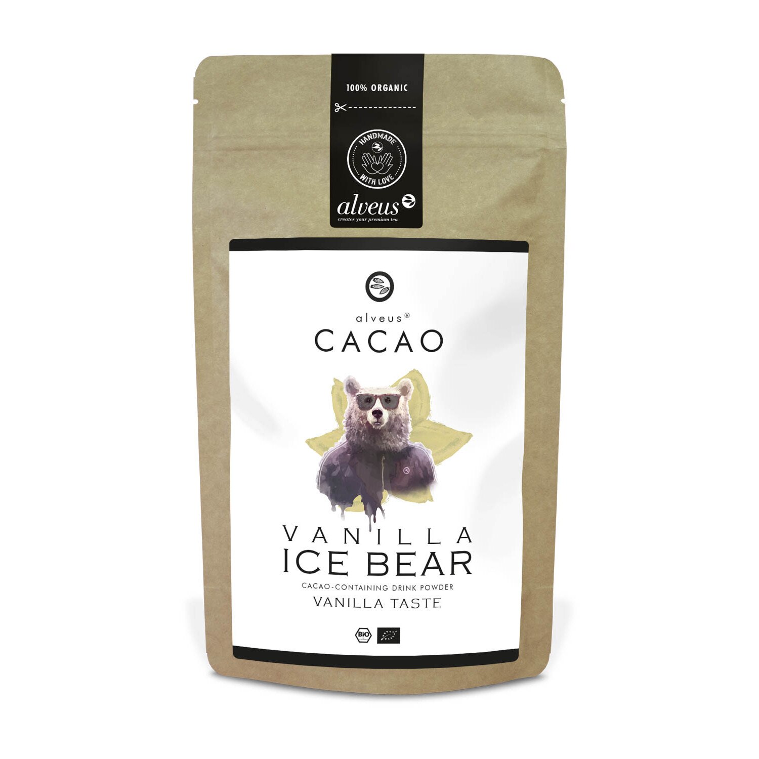 Cacao BIO Vanilla Ice Baear, cu aroma de vanilie, 125 g