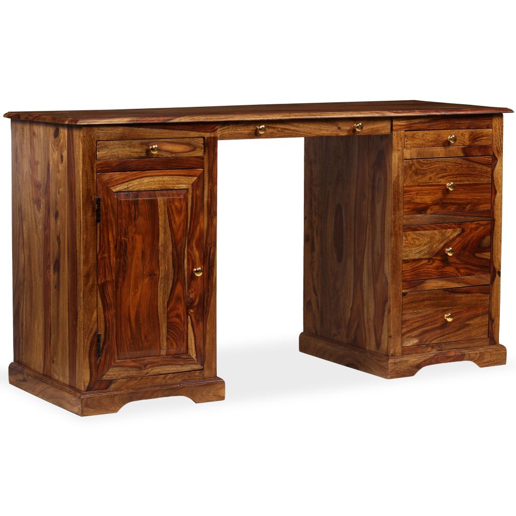 Birou de scris, vidaXL, Lemn masiv de palisandru, Maro, 140 x 50 x 76 cm