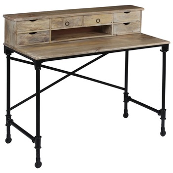 Birou de scris, vidaXL, Lemn de mango si cadru otel, Maro, 110 x 50 x 96 cm Birou de scris, vidaXL, Lemn de mango si cadru otel, Maro, 110 x 50 x 96 cm