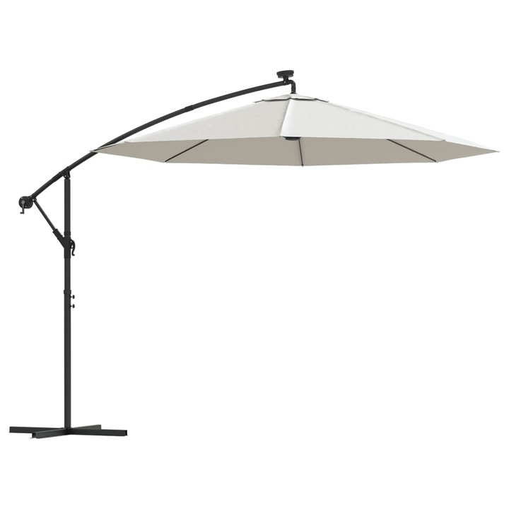 Umbrela soare suspendata vidaXL, iluminare LED, stalp metalic 300 cm 42970