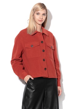 Vila, Jacheta crop din amestec de lana Rumble, Rosu caramiziu, S Vila, Jacheta crop din amestec de lana Rumble, Rosu caramiziu, S