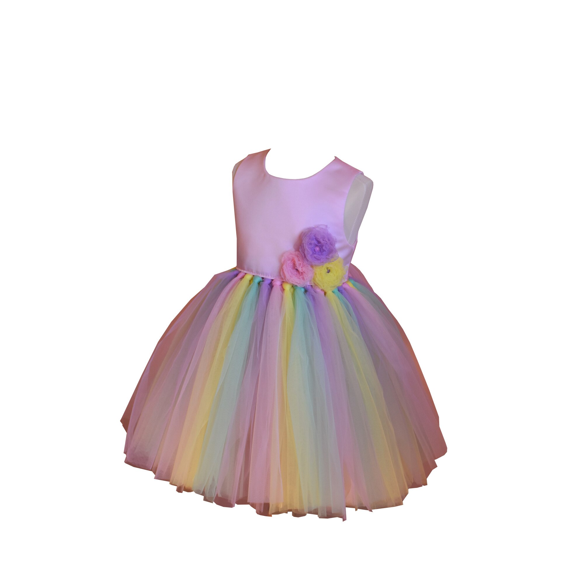 Rochita Unicorn roz, Anastasia, tafta, bumbac, tulle, Multicolor