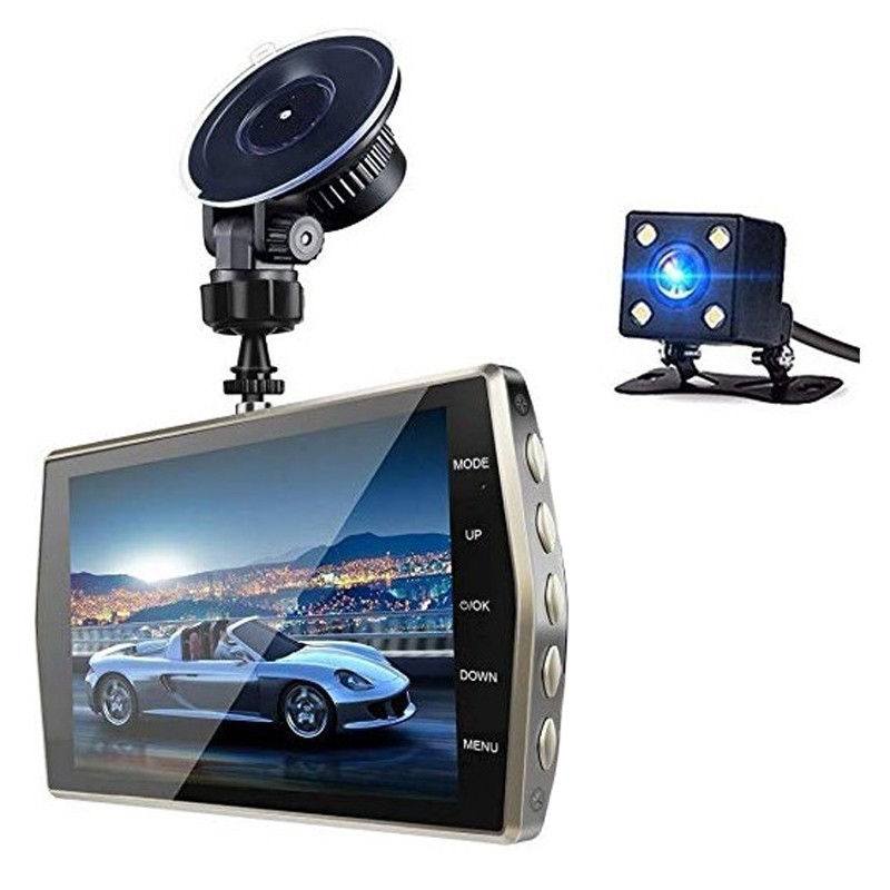 Confine Store lime Camera Video Auto DVR Dubla FullHD Techstar® T667 Unghi 170° Display 4",  Senzori Miscare si Night Vision - eMAG.ro