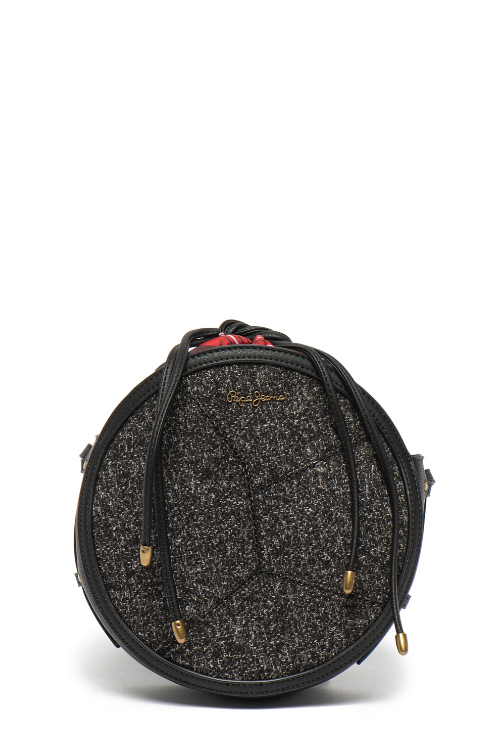 Pepe Jeans London, Geanta crossbody de piele ecologica, cu insertii textile Claire, Negru/Gri