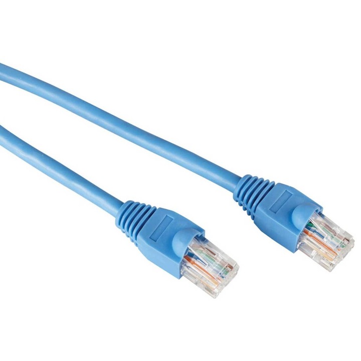 Кабел мрежов, Кръгъл, UTP, LAN, RJ45 8pin(м), CAT5E, Син, 20m
