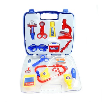 Set doctor de jucarie cu gentuta si instrumente medicale, albastru, 27 cm Set doctor de jucarie cu gentuta si instrumente medicale, albastru, 27 cm