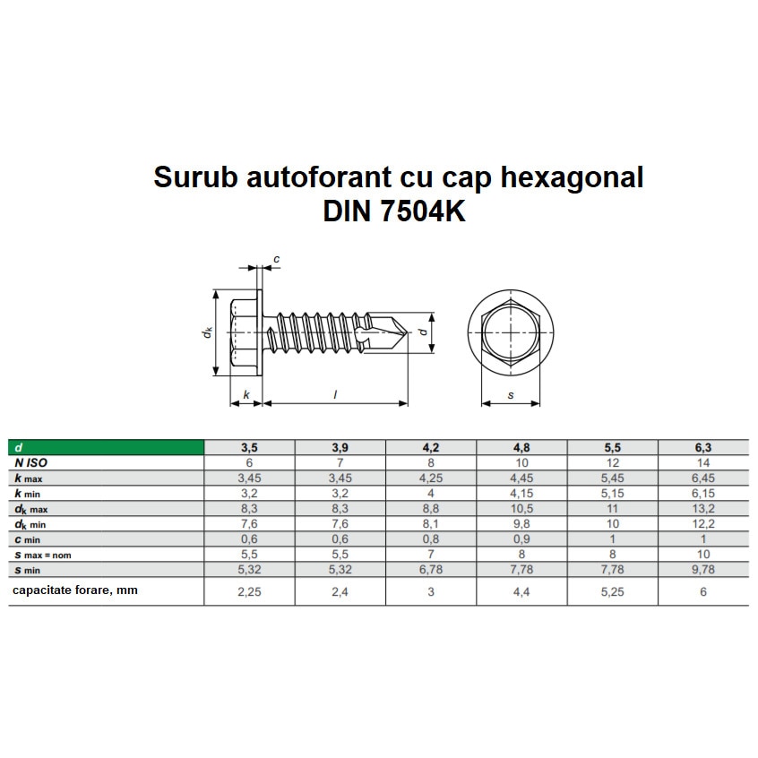 DIN-7504-K A2 - Vite Autoperforante Con Testa Esagonale