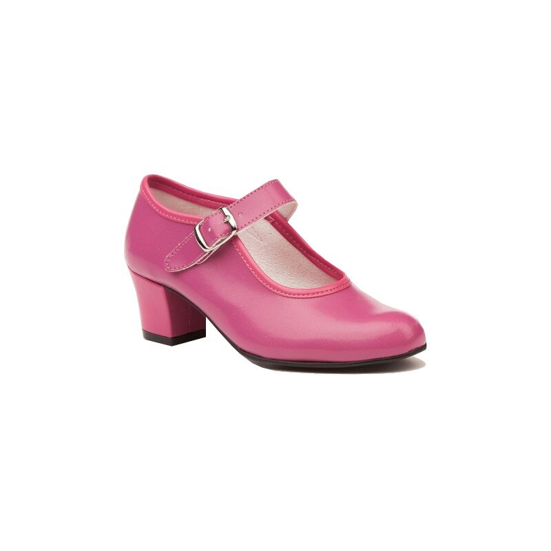 Pantofi pentru fetite cu bareta si toc patrat, Angelitos, Fucsia