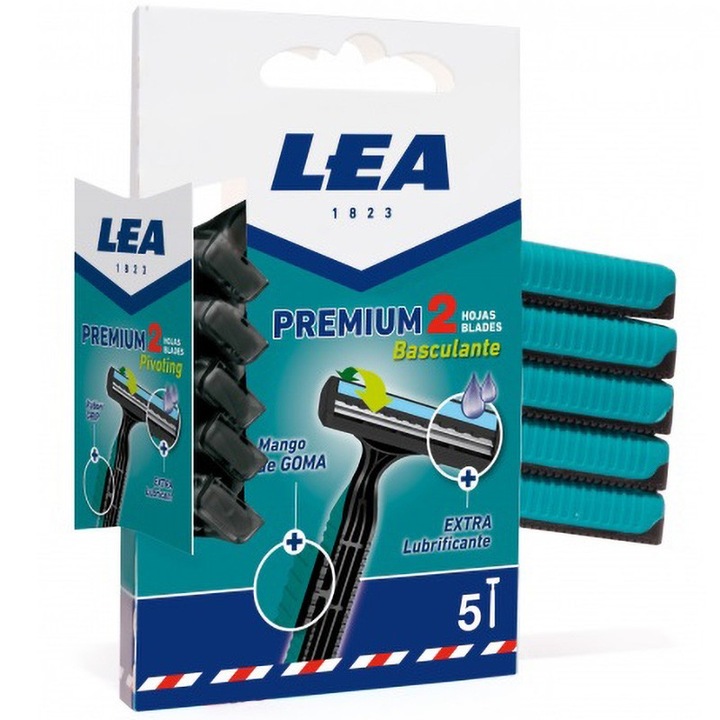 LEA PREMIUM 2 forgófejű 2 pengés borotva, Buborékfólia 5 db