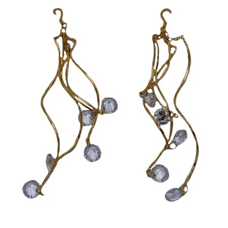 Cercei lungi,spiralati,cu pietre pretioase la capatul lor,D&J Exclussive,auriu