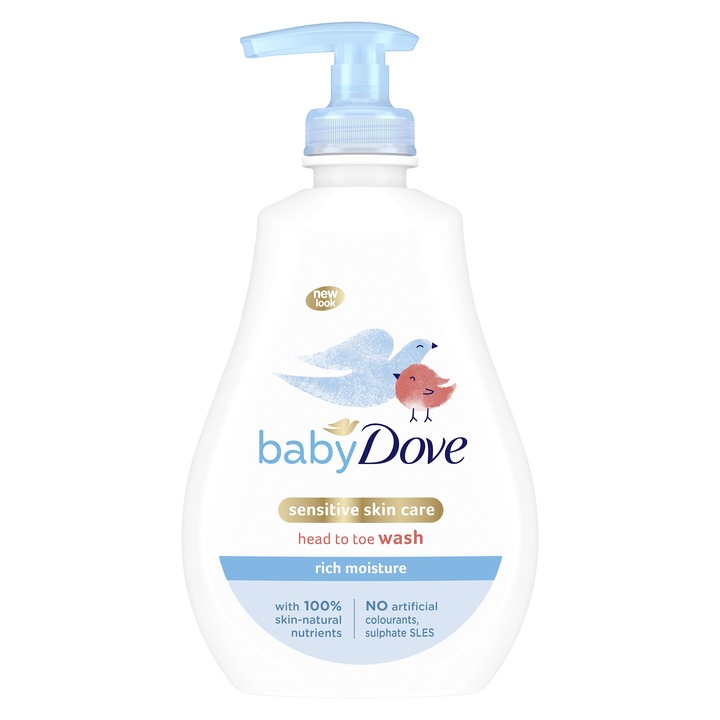 Измиващ лосион Baby Dove Rich, За коса и кожа, 400 мл