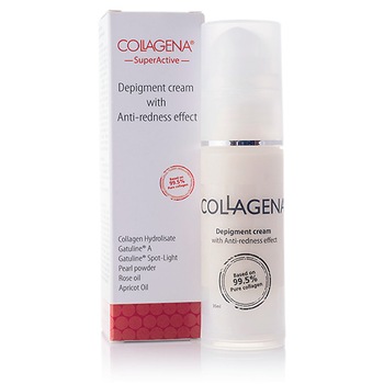 Crema de depigmentare cu efect anti-roseata, Collagena, anti-pigmentare, rosacee, pielea sensibila, 35 ml Crema de depigmentare cu efect anti-roseata, Collagena, anti-pigmentare, rosacee, pielea sensibila, 35 ml