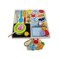set mini blat de bucatarie din lemn salamandra kids tigaie alimente ustensile 24 piese imagen 33_0_
0