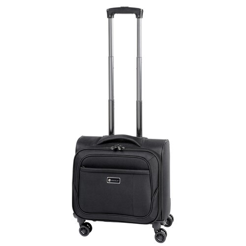 Troler Weser Diplomat S, elegant, poliester 1200D negru, 4 roti, 42 x 41,5 x 23 cm