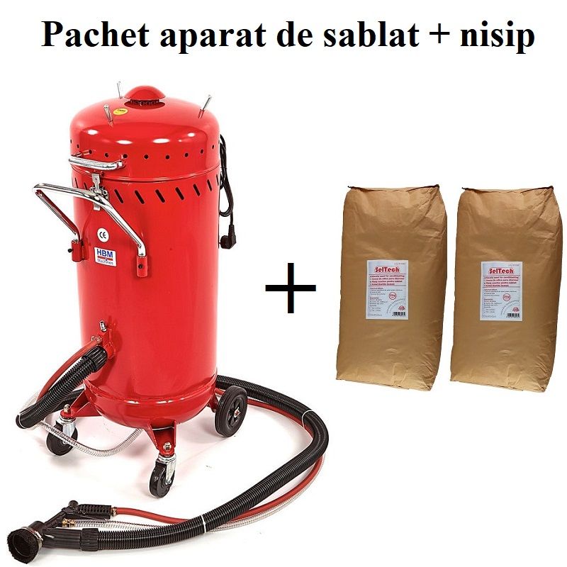 Follow us begin Booth Pachet Aparat de sablat cu aspiratie 105L + 2 saci de nisip - eMAG.ro
