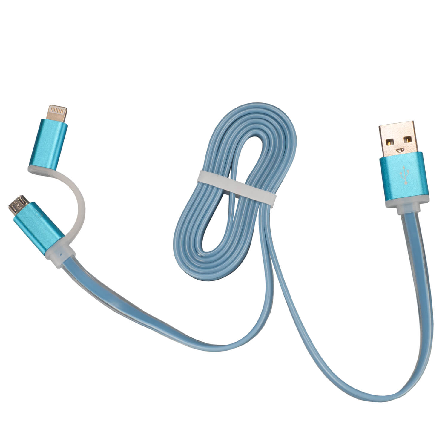 Cablu de date/incarcare microUSB + Adaptor PNY Lightning Apple, BLEU