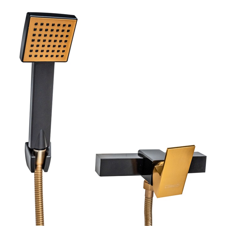 Baterie dus montare perete negru auriu