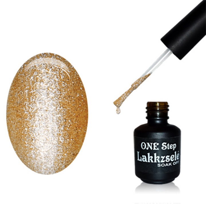 Oja semipermanenta One Step, MoonbasaNails, 015 Glittering gold, 5 ml