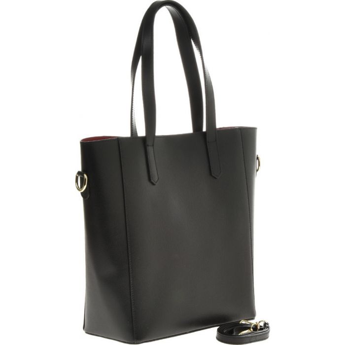 Geanta de umar din piele naturala Promesse PR6226, Negru/Rosu