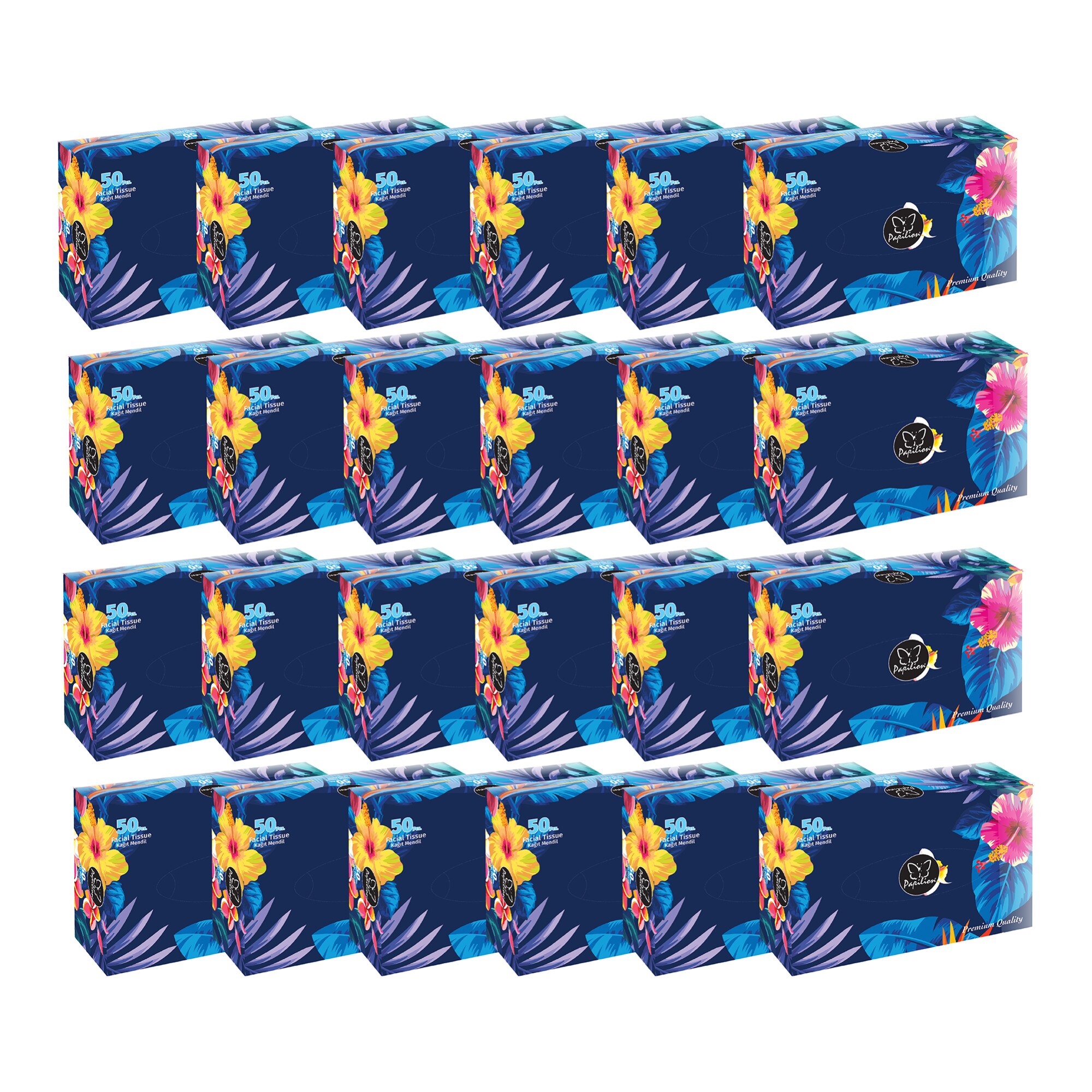 Servetele faciale Papilion Premium cutie, 2 straturi, 24 cutii x 50, 1200 foi