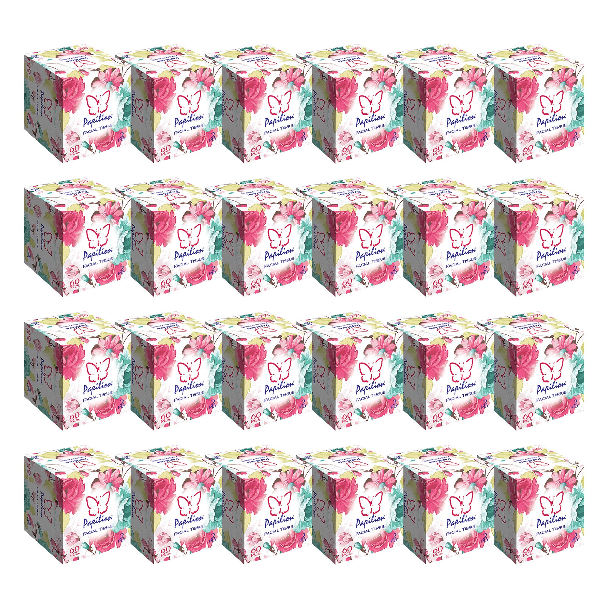 Servetele faciale Papilion Premium cutie, 2 straturi, 24 cutii x 60, 1440 foi