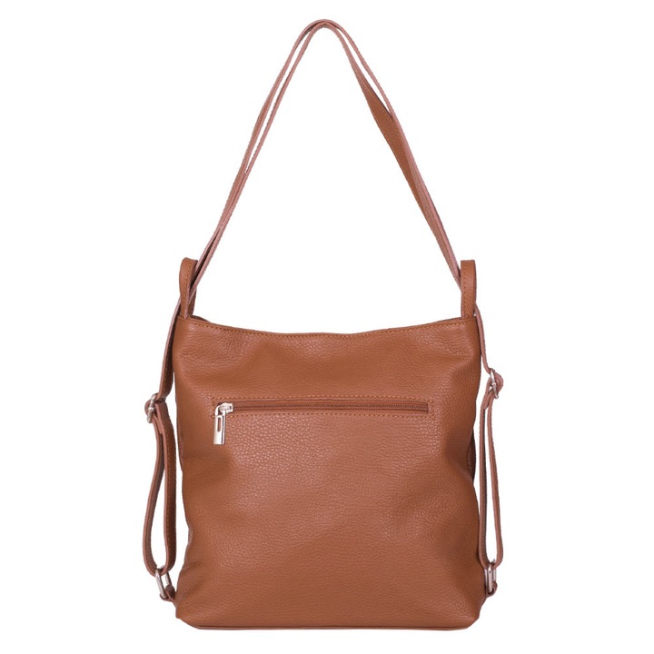 Geanta rucsac 2-in-1 din piele naturala Alesandra maro