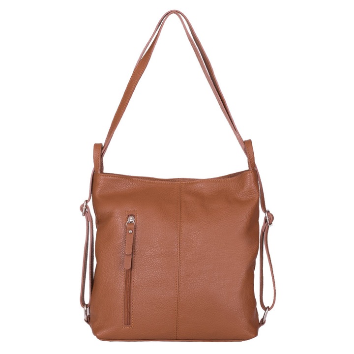 Geanta rucsac 2-in-1 din piele naturala Alesandra maro