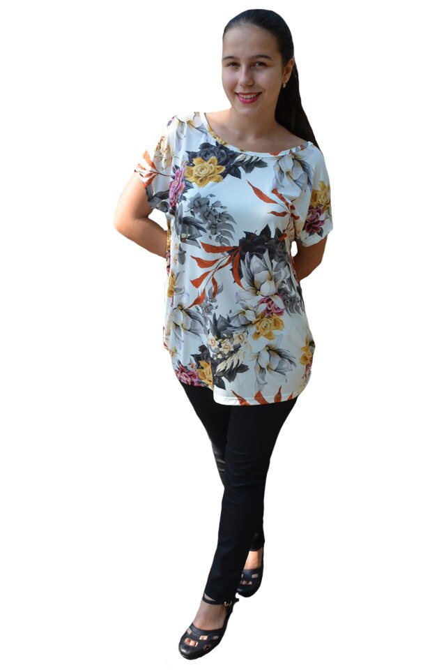 Bluza Lucia, cu imprimeu nature, D&J Exclussive, Alb