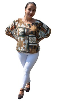 Bluza vaporoasa Melinda, cu imprimeu vintage D&J Exclussive, Alb Bluza vaporoasa Melinda, cu imprimeu vintage D&J Exclussive, Alb