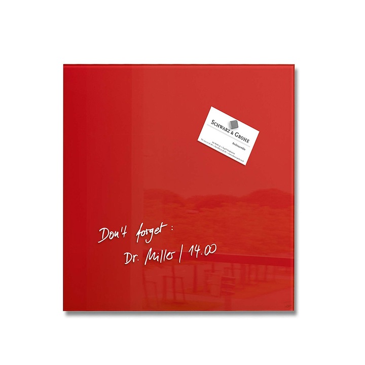 Placa magnetica din sticla, SIGEL, 30 x 30 cm, Rosu