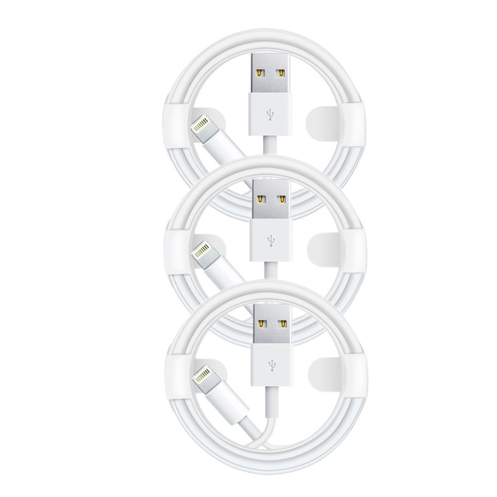 iPhone Lightning adatkábelek 1m E75 8iC chippel, TechDelivery, 3 darab, ömlesztve csomagolva
