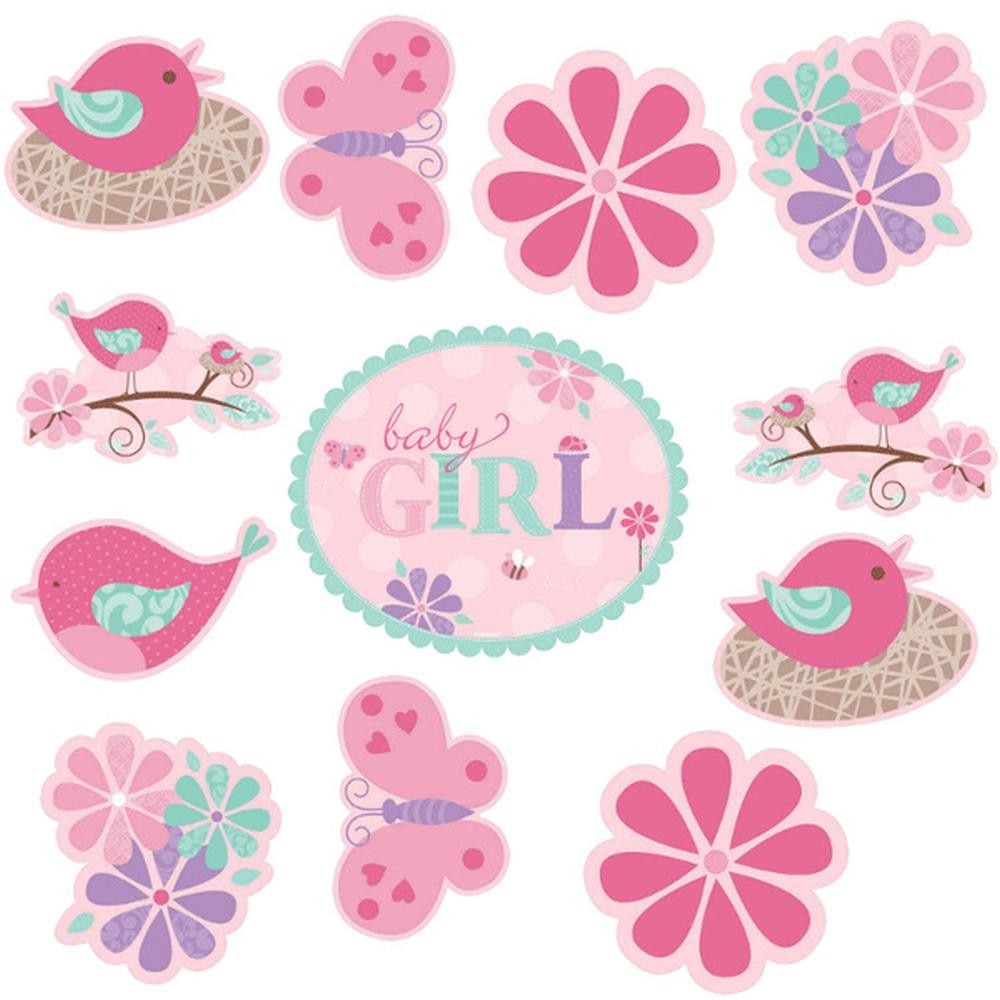 Set 12 decupaje decorative botez baby girl