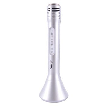 Microfon Karaoke Party cu Difuzor si Acumulator Incorporat, Bluetooth, MicroSD, LED-uri difuzor, functie ecou, Argintiu Microfon Karaoke Party cu Difuzor si Acumulator Incorporat, Bluetooth, MicroSD, LED-uri difuzor, functie ecou, Argintiu