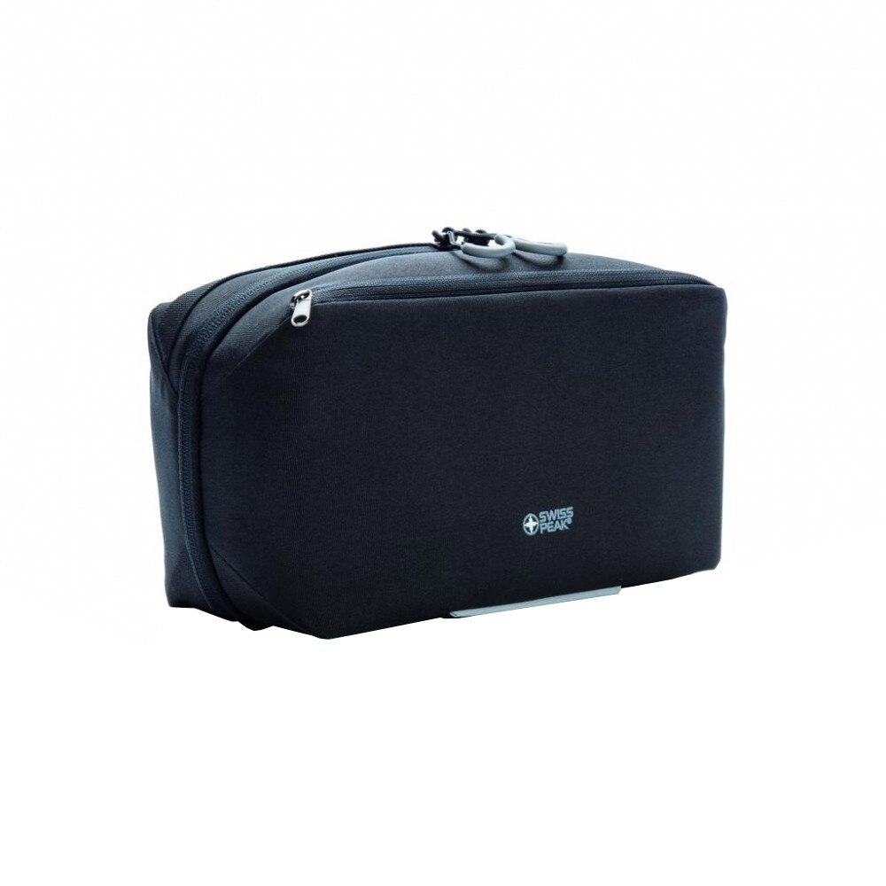 Geanta de cosmetice, fara PVC, Swiss Peak by AleXer, JU007, poliester, negru, breloc inclus