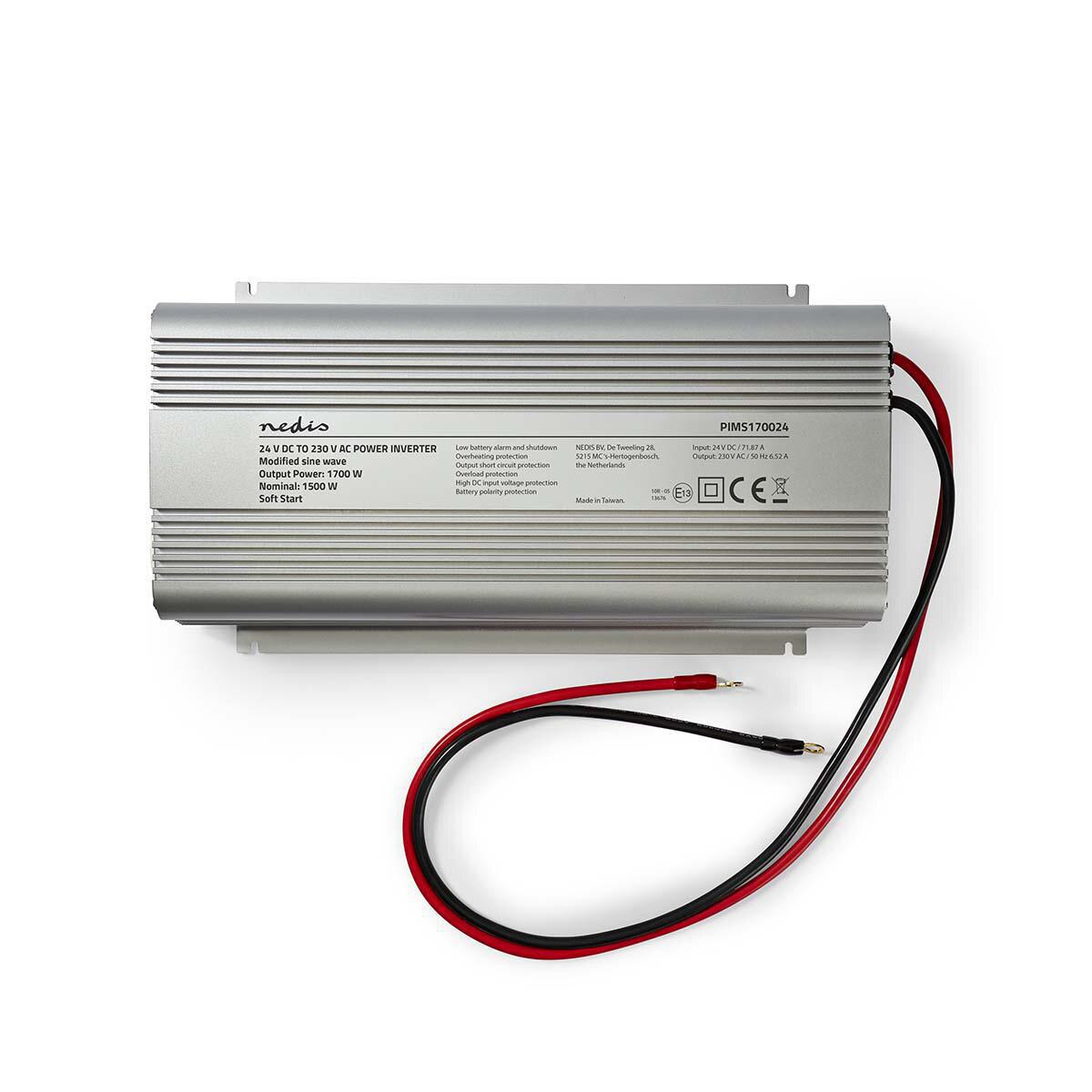Invertor de tensiune 24V-230V,1700W 2x Schuko, Nedis
