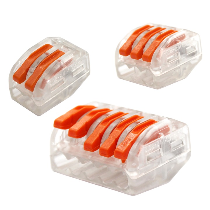 Set 30 buc conectori cabluri, conectori de sarma, conector wire push cable, contine 3 tipuri de conectori 2 port, 3 port si 5 port PCT-212 PCT-213 PCT-215