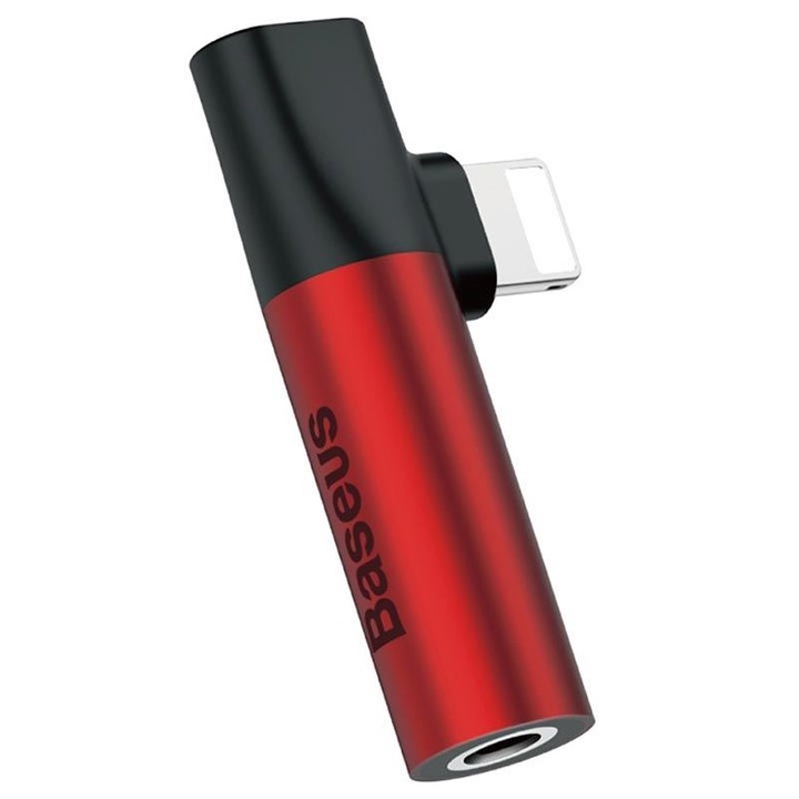 Baseus Lightning & Audio Adapter - Lightning адаптер с Lightning порт и 3.5 мм аудио вход за устройства с Lightning порт (червен)