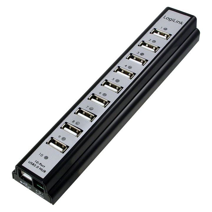 Hub Logilink UA0096,10 порта,USB 2.0, Черен