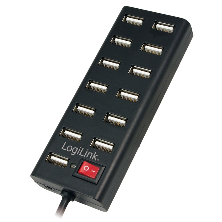 Хъб Logilink UA0126, 13 портов, USB 2.0, Черен